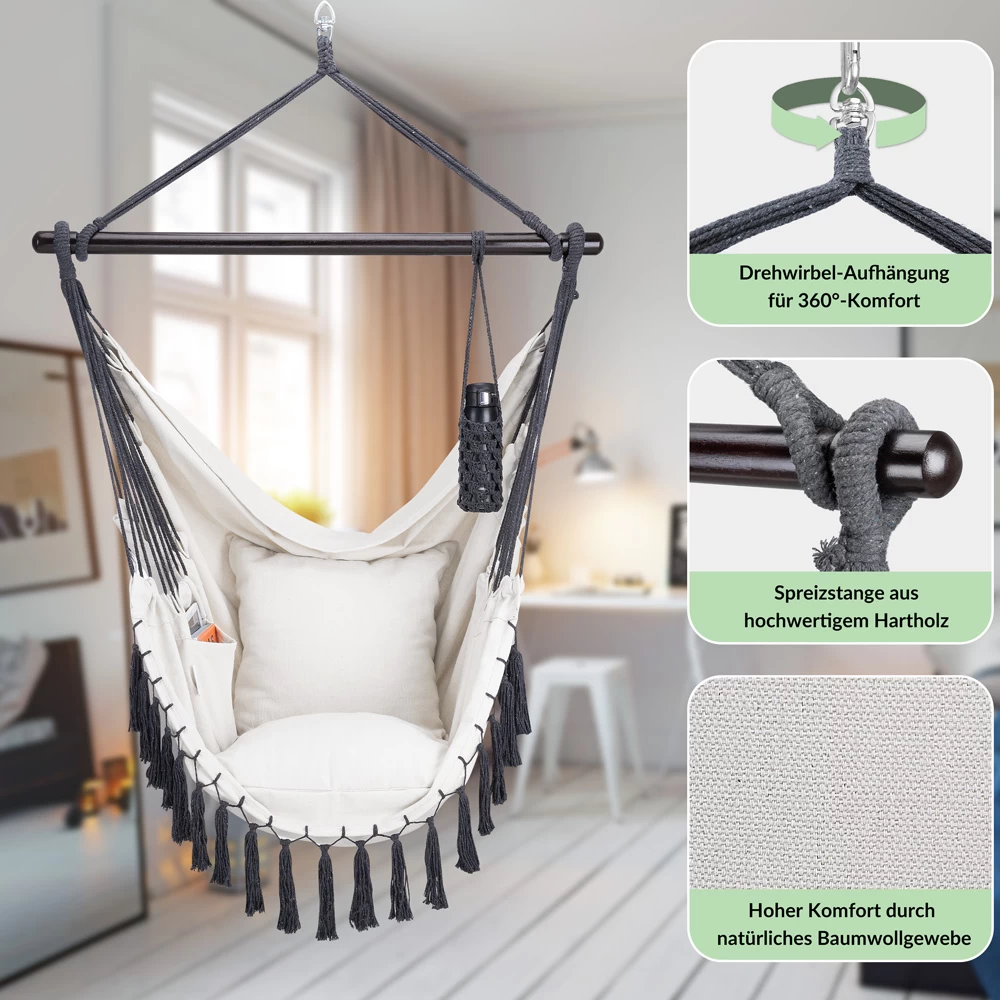 Hängesessel Creme 170x100x150cm 5 Hängesessel Creme 170x100x150cm – Bild 5