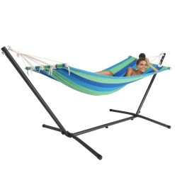 Hängematte Mit Metallgestell 200 X 80cm - Grün -Garten & Außenbereich 06c895be1f602c8731e066da4ac38d19 de 106995d 1 1