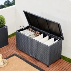 Polyrattan Auflagenbox Schwarz 122x56x61cm Griffe -Garten & Außenbereich 0717deebd814974e1809605c249da7ea de 102318d 15 1