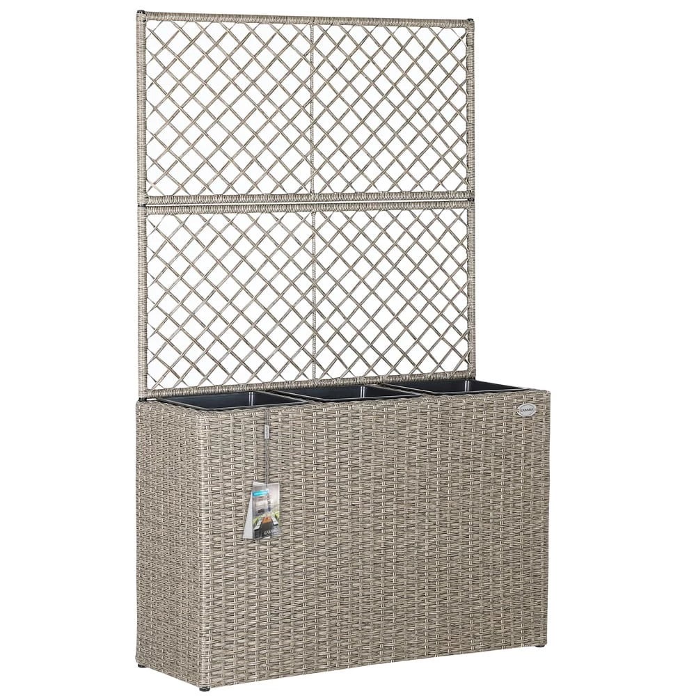 Polyrattan Blumenkasten Mit Rankgitter Creme 1 Polyrattan Blumenkasten Mit Rankgitter Creme