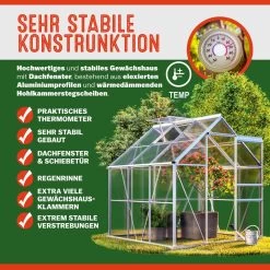 Alu Gewächshaus 190x190x195cm Mit Dachfenster -Garten & Außenbereich 15ec3d7f6af21a8cf1d8bab588c36ef6 02 991468 on fs m amz low de 1