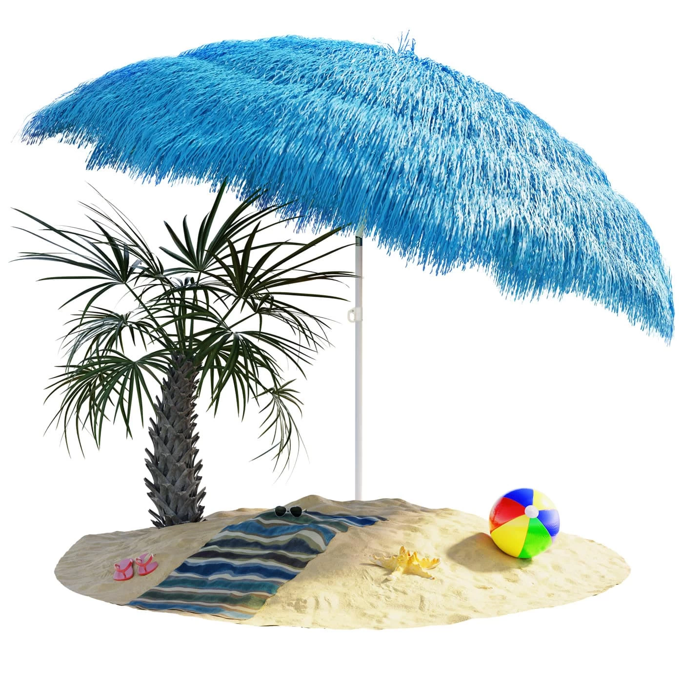 Sonnenschirm Hawaii Blau Ø160cm UV-Schutz 30+ 1 Sonnenschirm Hawaii Blau Ø160cm UV-Schutz 30+
