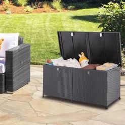 Polyrattan-Auflagenbox Schwarz 150x77x73cm Mit Rollen 31 Polyrattan-Auflagenbox Schwarz 150x77x73cm Mit Rollen -Garten & Außenbereich 1d321b61d0dd2843f4c23037443e230a de 108343d 13