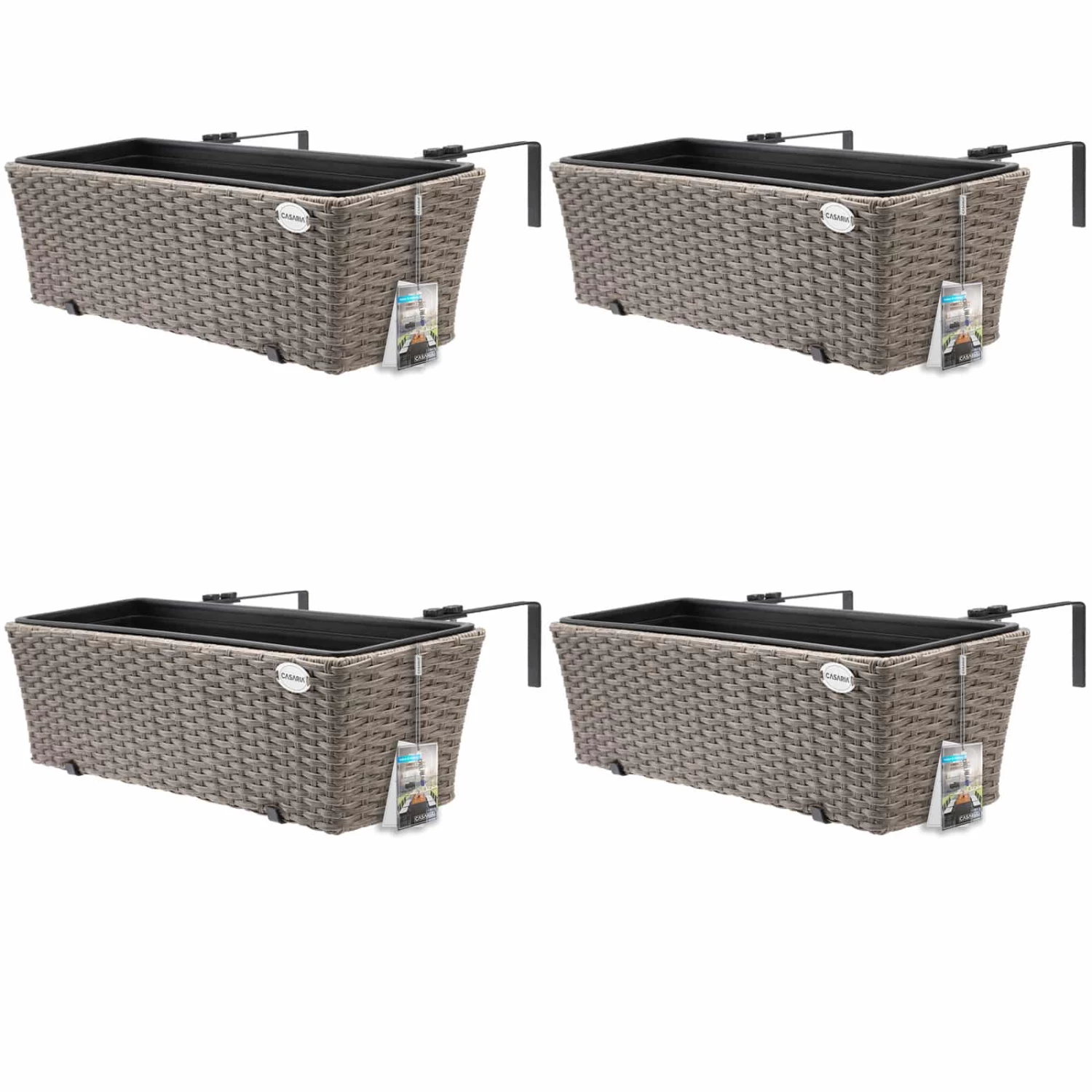 Polyrattan Blumenkasten 4er-Set Creme 1 Polyrattan Blumenkasten 4er-Set Creme