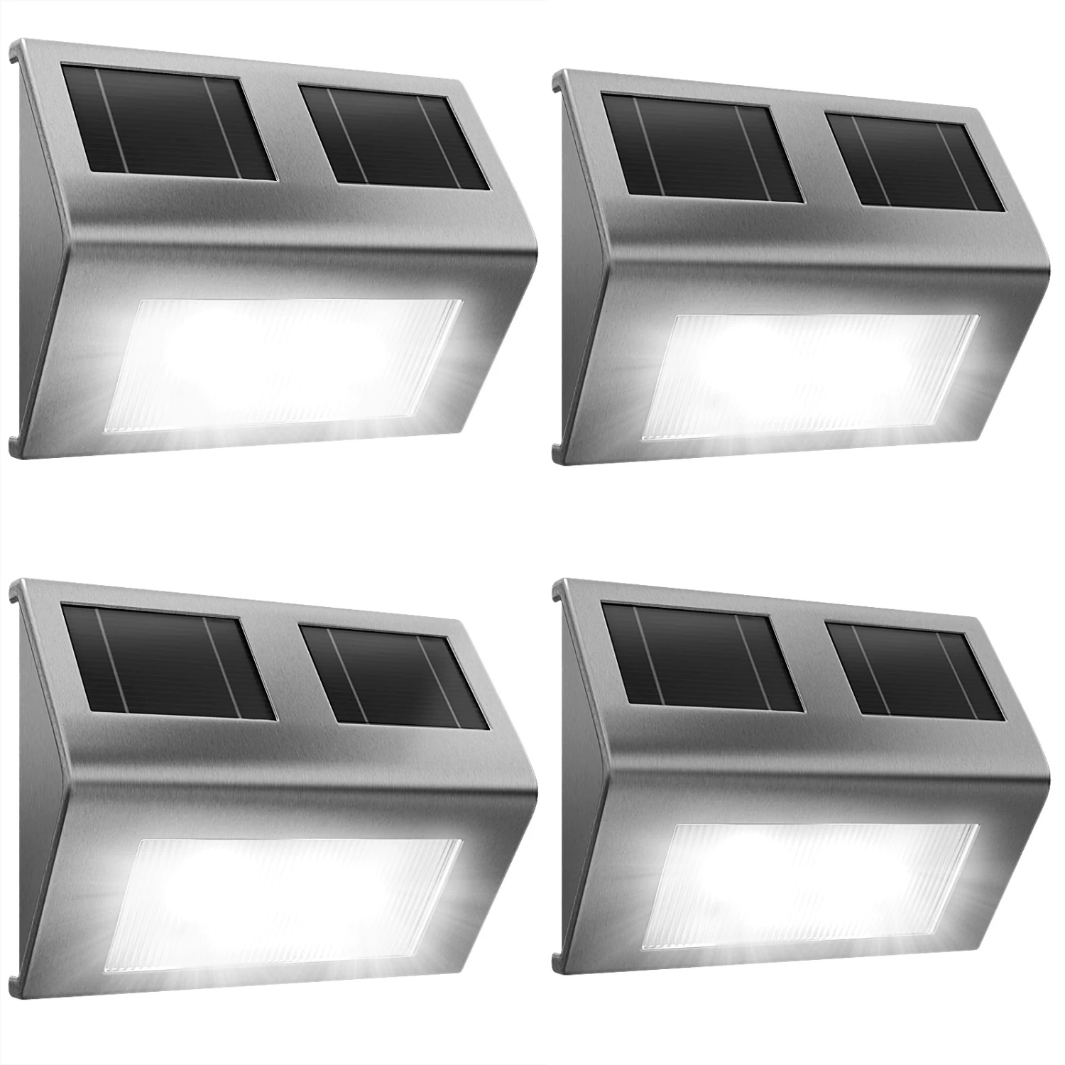 LED Solar-Wandleuchte 4er-Set Edelstahl 9 LED Solar-Wandleuchte 4er-Set Edelstahl – Bild 9