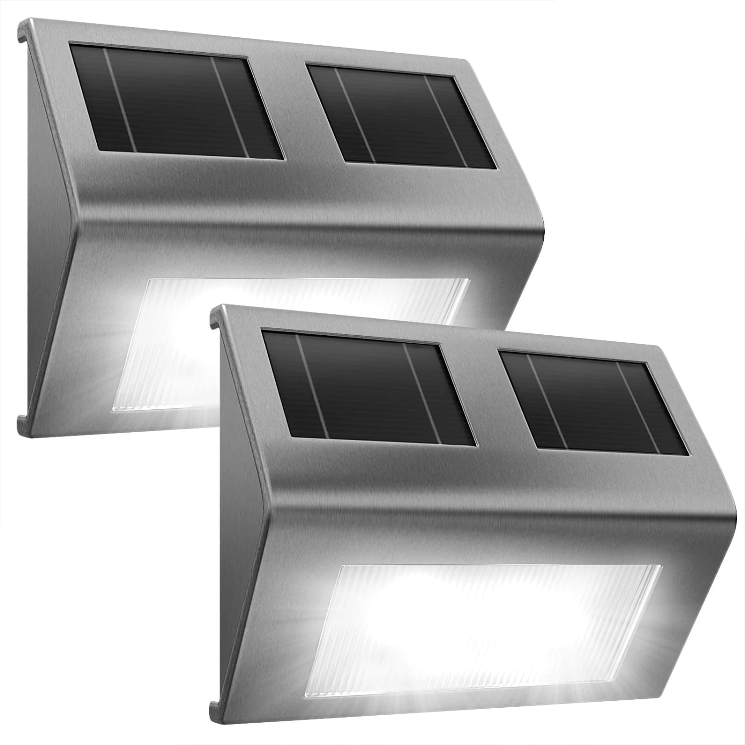 LED Solar-Wandleuchte 2er-Set Edelstahl 4 LED Solar-Wandleuchte 2er-Set Edelstahl – Bild 4
