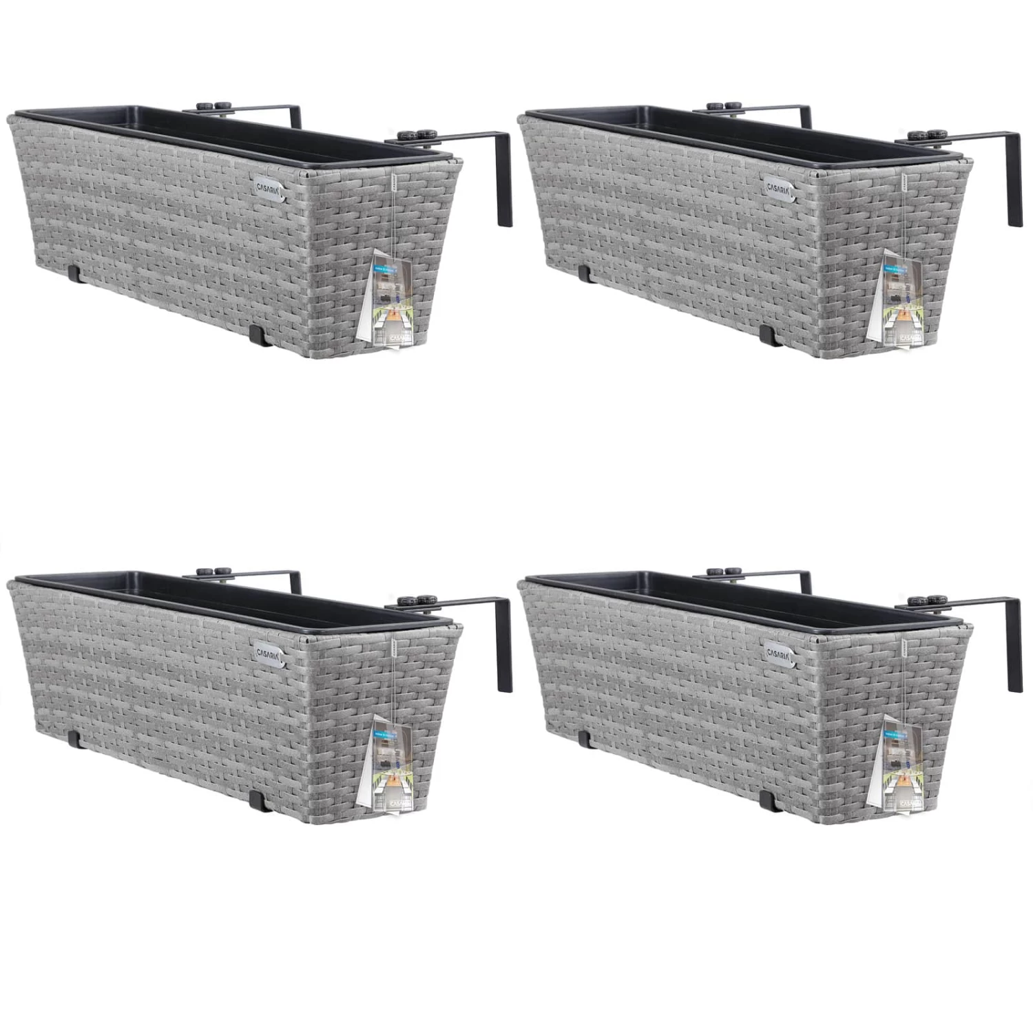 Polyrattan Blumenkasten 4er-Set Grau 1 Polyrattan Blumenkasten 4er-Set Grau
