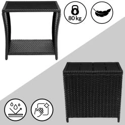 Polyrattan Beistelltisch Vedis Schwarz 45x45x40cm -Garten & Außenbereich 2daf0a640808539ab2593aea9f5a095b de 109508d 14 1