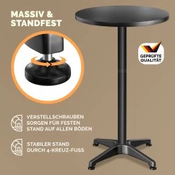 Stehtisch Schwarz Alu Ø60cm Klappbar, Höhenverstellbar -Garten & Außenbereich 3554faee86a3ff5895ed6e910b2ae9be 03 109703 on dts amz high de 1 1