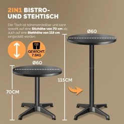 Stehtisch Schwarz Alu Ø60cm Klappbar, Höhenverstellbar -Garten & Außenbereich 35f3f56815df6688258e87a305954181 04 109703 on dts amz high de 1 1