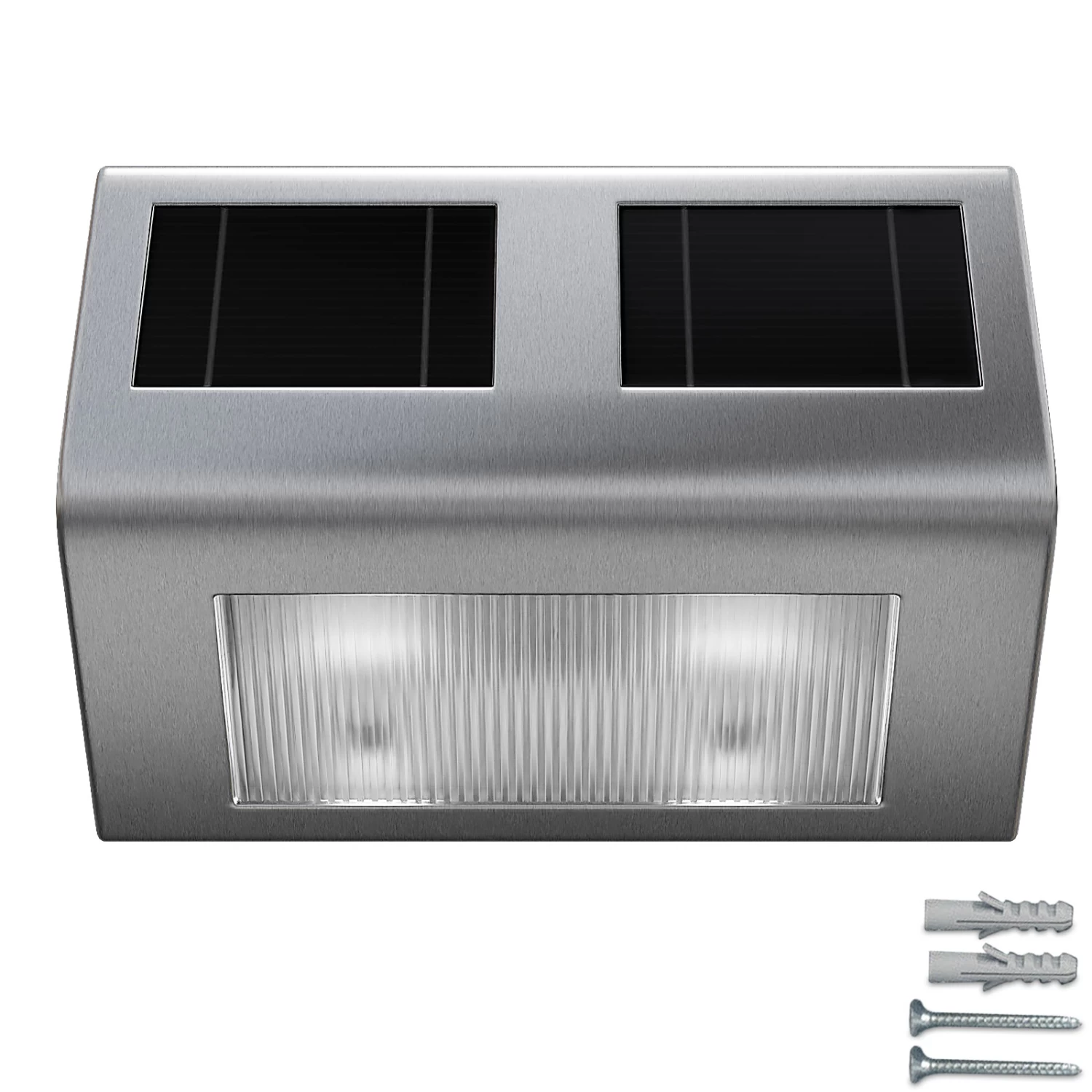 LED Solar-Wandleuchte 4er-Set Edelstahl 7 LED Solar-Wandleuchte 4er-Set Edelstahl – Bild 7