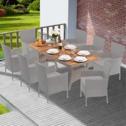 Polyrattan Gartentisch Takeo Creme 190x90x74cm Akazie -Garten & Außenbereich 37a97cc608bd89de133a81a143eb15d4 de 995698d 32 1