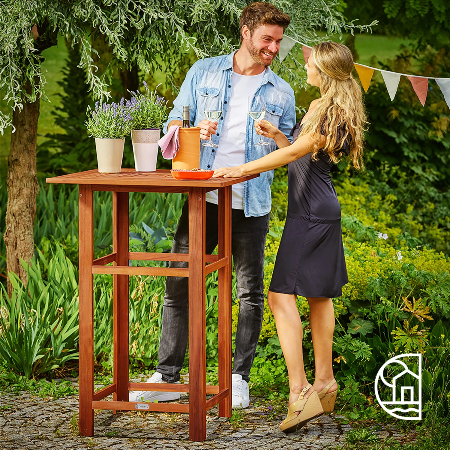 Stehtisch Akazienholz 75x75x110cm 4 Stehtisch Akazienholz 75x75x110cm – Bild 4