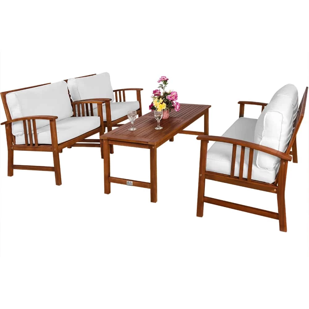 Garten-Sitzgruppe Atlas 4-tlg. Creme Akazienholz 2 Garten-Sitzgruppe Atlas 4-tlg. Creme Akazienholz – Bild 2