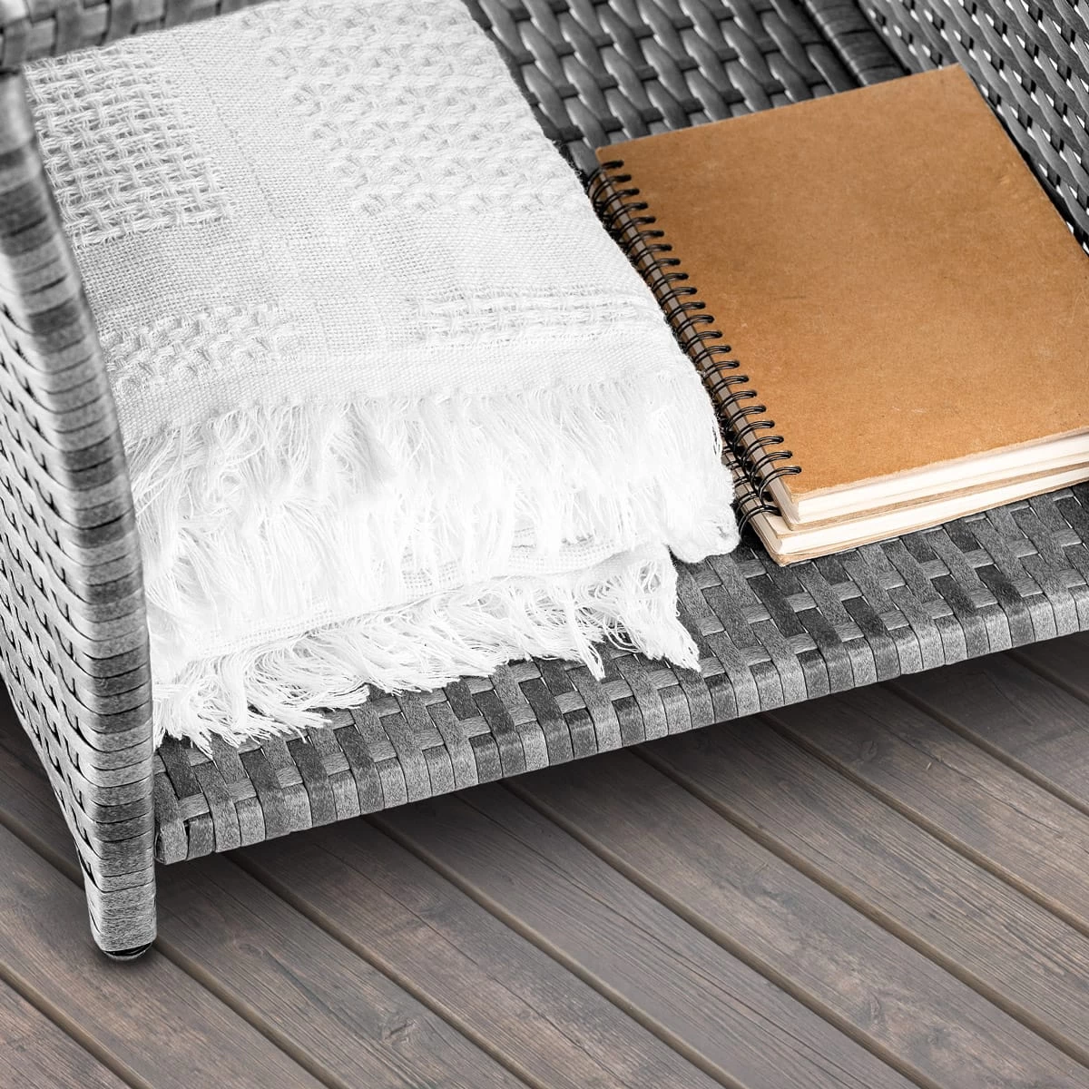 Polyrattan Beistelltisch Vedis Grau 45x45x40cm 5 Polyrattan Beistelltisch Vedis Grau 45x45x40cm – Bild 5