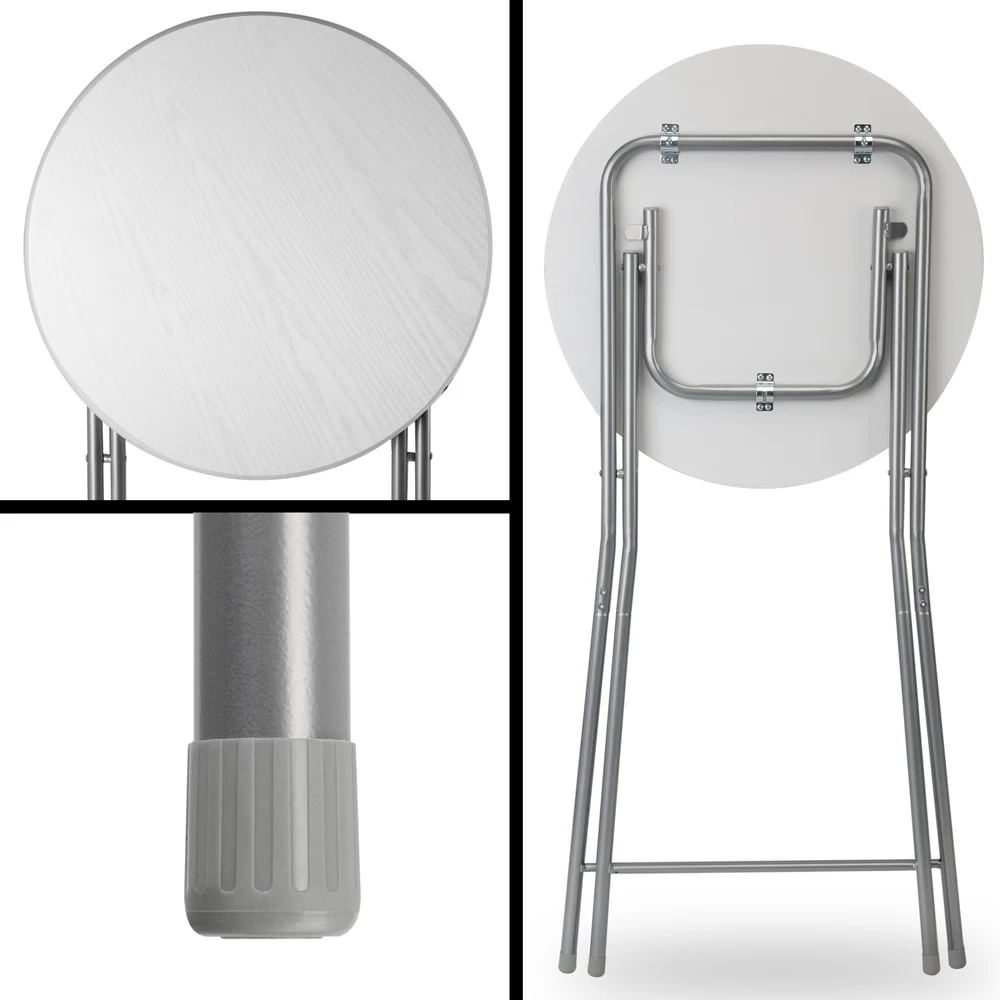 Stehtisch Weiß Holzdekor Ø60cm Klappbar 6 Stehtisch Weiß Holzdekor Ø60cm Klappbar – Bild 6