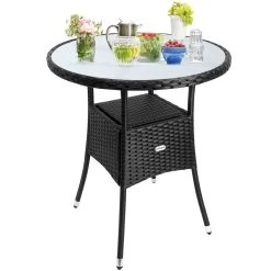 Polyrattan-Tisch Schwarz Rund Ø60cm -Garten & Außenbereich 47084f0bf67ac3d4d82d91f54f6404c5 de 105691g 1