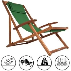 Sonnenliege Grün Akazienholz 94x60x94cm