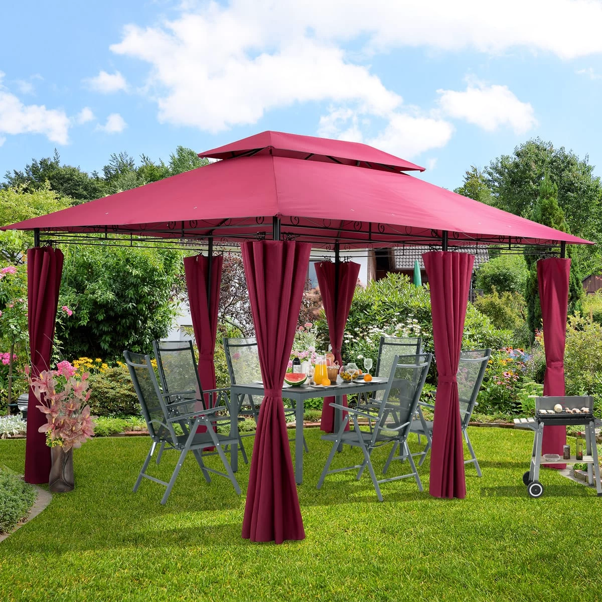 Pavillon Topas Bordeauxviolett 3x4m UV-Schutz 50+ 2 Pavillon Topas Bordeauxviolett 3x4m UV-Schutz 50+ – Bild 2