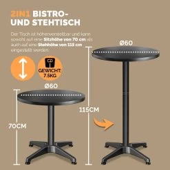 Stehtisch 2er-Set Schwarz Alu Ø60cm Höhenverstellbar -Garten & Außenbereich 48e059e91add615d8fc5167f59109e2e 04 109704 on dts amz high de 1