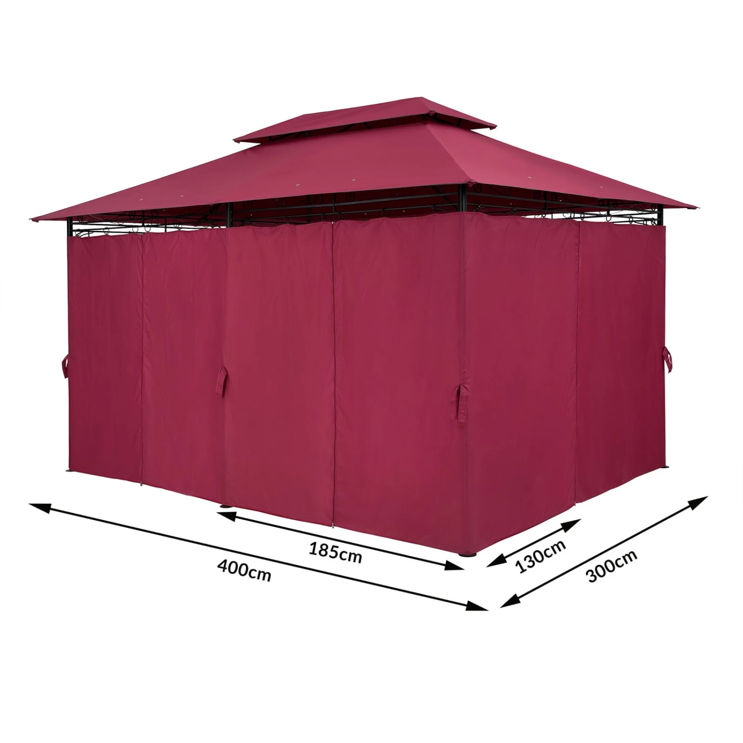 Pavillon Topas Bordeauxviolett 3x4m UV-Schutz 50+ 7 Pavillon Topas Bordeauxviolett 3x4m UV-Schutz 50+ – Bild 7