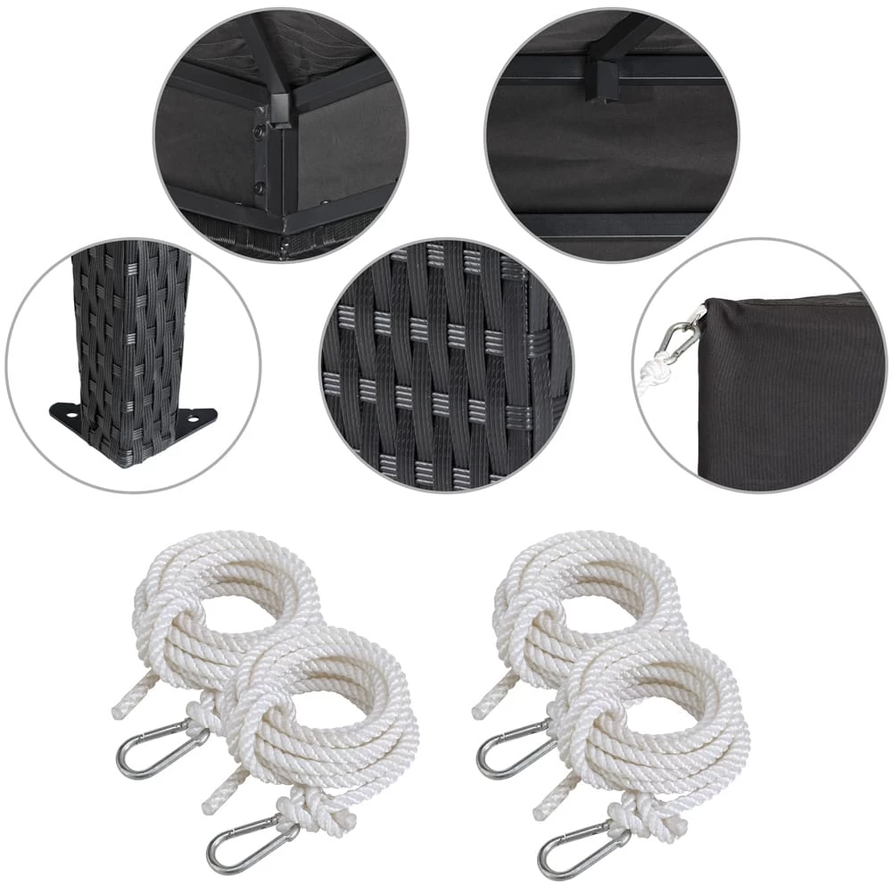 Polyrattan Pavillon Anthrazit 3x4m 7 Polyrattan Pavillon Anthrazit 3x4m – Bild 7