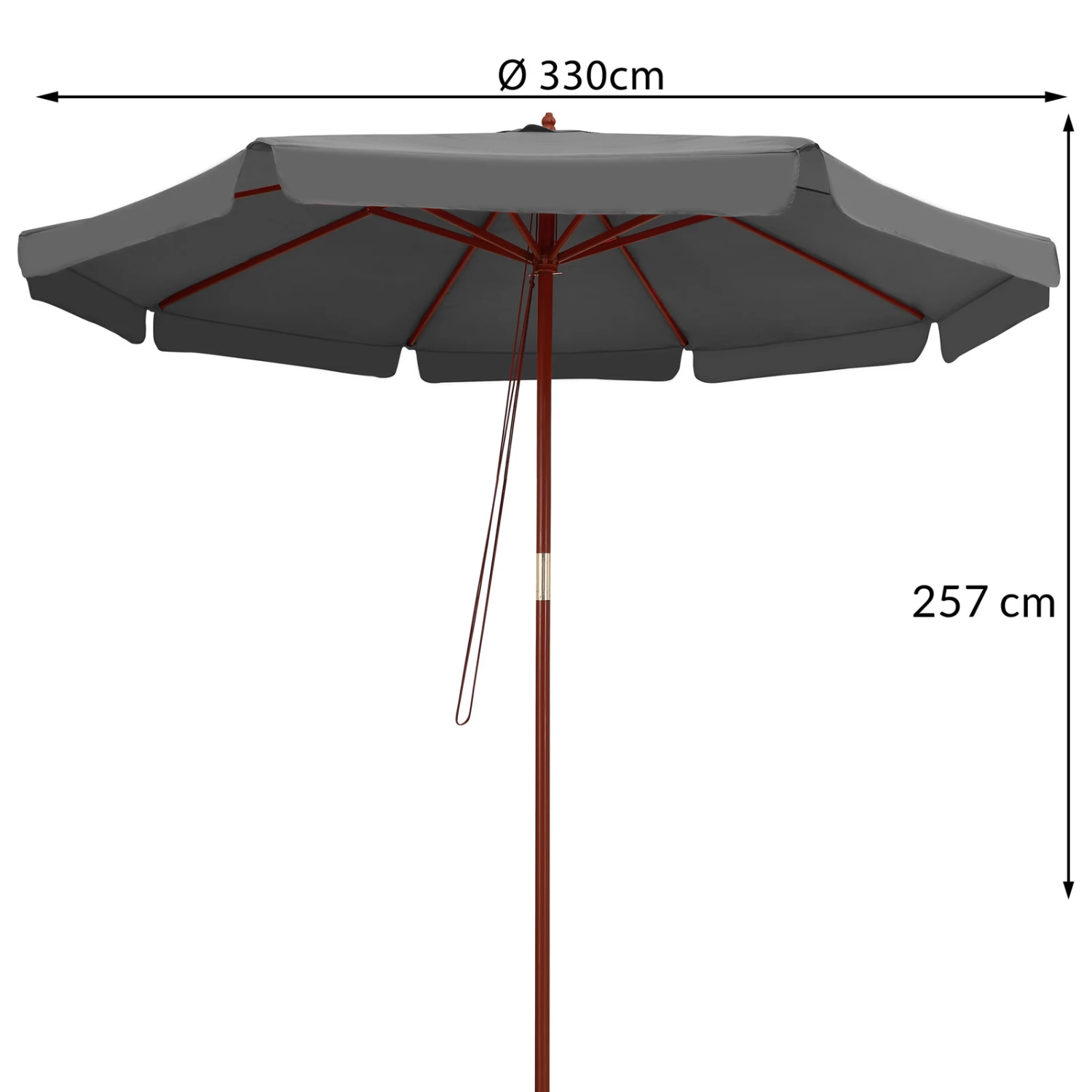 Sonnenschirm Anthrazit Holz Ø330cm UV-Schutz 50+ 7 Sonnenschirm Anthrazit Holz Ø330cm UV-Schutz 50+ – Bild 7