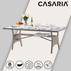 Polyrattan Gartentisch Takeo Creme 190x90x74cm Glas -Garten & Außenbereich 5366bc93e87a8a6d0bd652e9e468a5d0 de 995694d 03 1