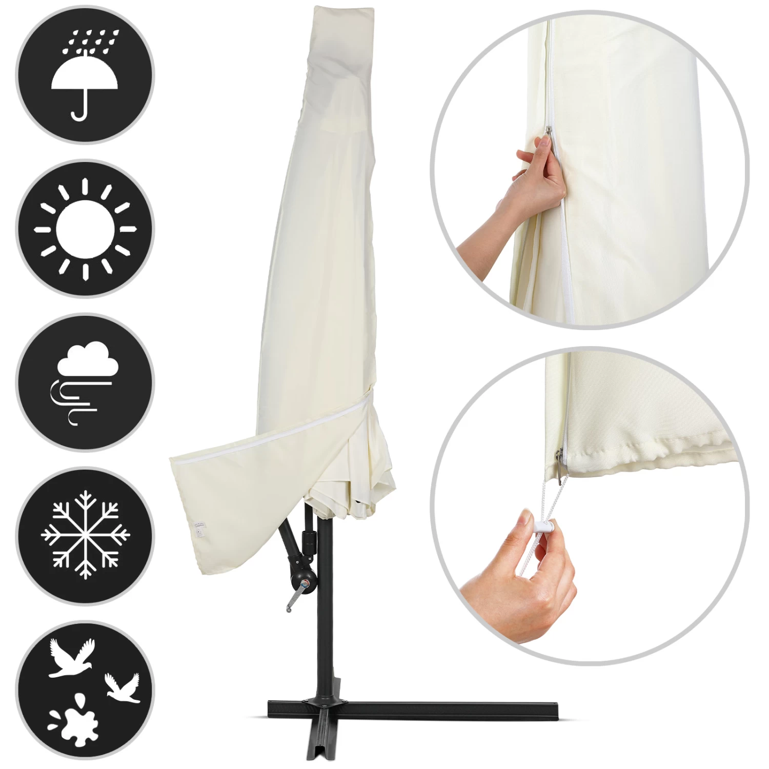 Ampelschirm Creme Alu Ø330cm UV-Schutz 50+ + Abdeckung 7 Ampelschirm Creme Alu Ø330cm UV-Schutz 50+ + Abdeckung – Bild 7