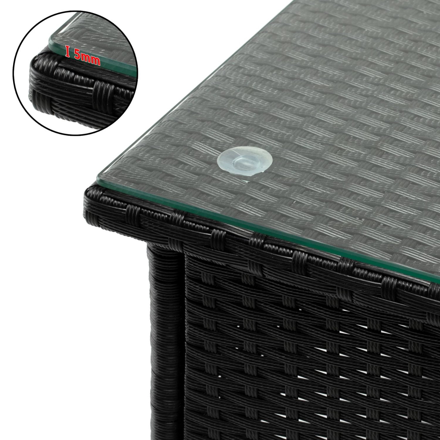 Polyrattan Beistelltisch Schwarz 50x50x45cm 8 Polyrattan Beistelltisch Schwarz 50x50x45cm – Bild 8