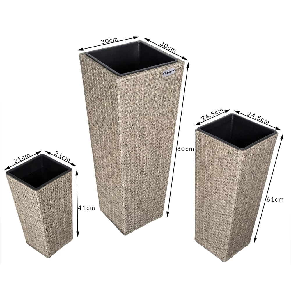 Polyrattan Blumentopf 3er-Set Creme 5 Polyrattan Blumentopf 3er-Set Creme – Bild 5
