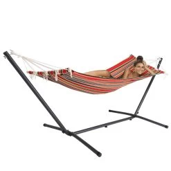 Hängematte Mit Metallgestell 200 X 80cm - Rot -Garten & Außenbereich 604f20b20205ce2757a4b2078cd3245c de 106996d 1 1