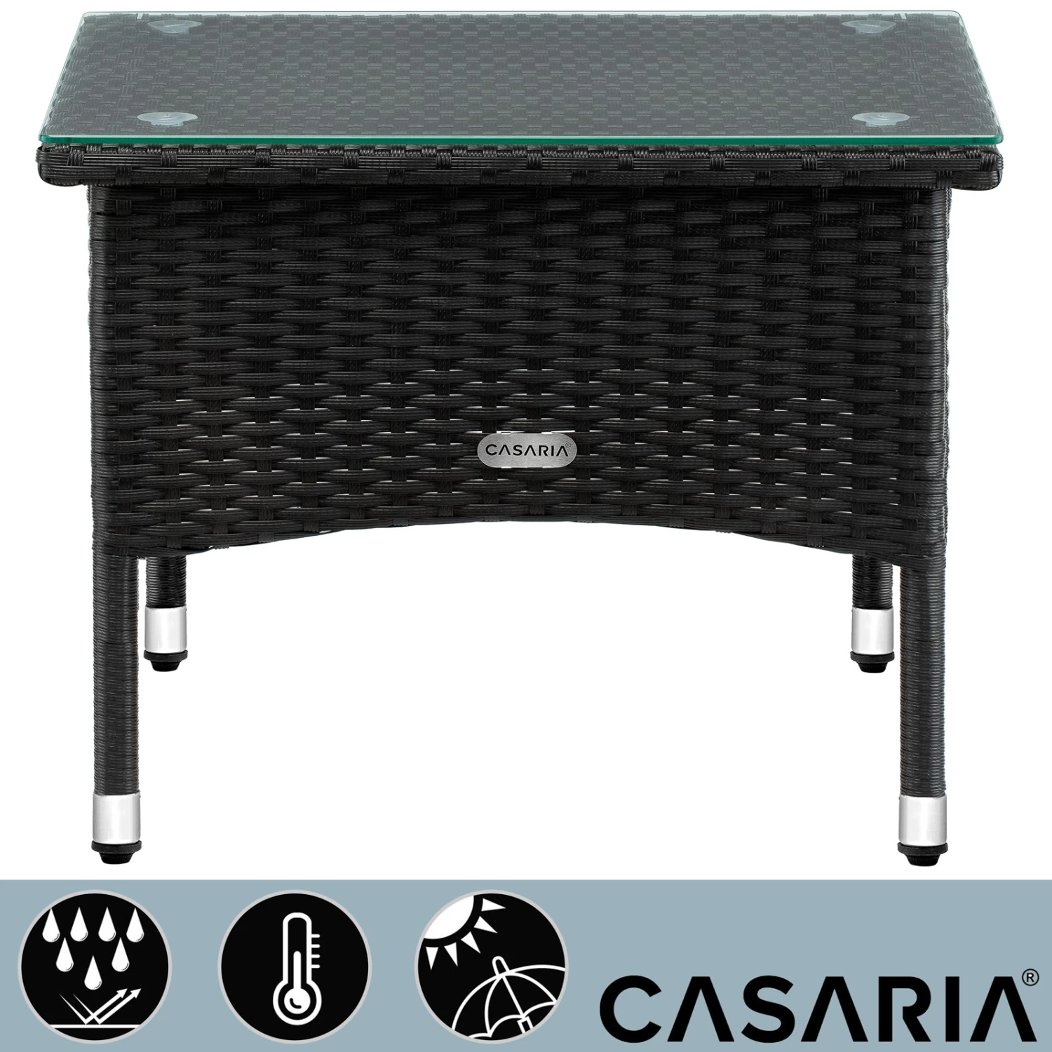 Polyrattan Beistelltisch Schwarz 50x50x45cm 5 Polyrattan Beistelltisch Schwarz 50x50x45cm – Bild 5