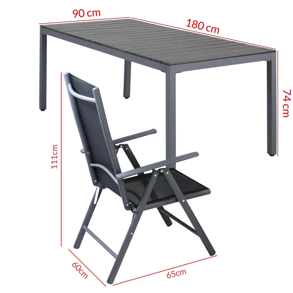 Garten-Sitzgruppe Bern 9-tlg. Anthrazit Alu WPC 14 Garten-Sitzgruppe Bern 9-tlg. Anthrazit Alu WPC – Bild 14