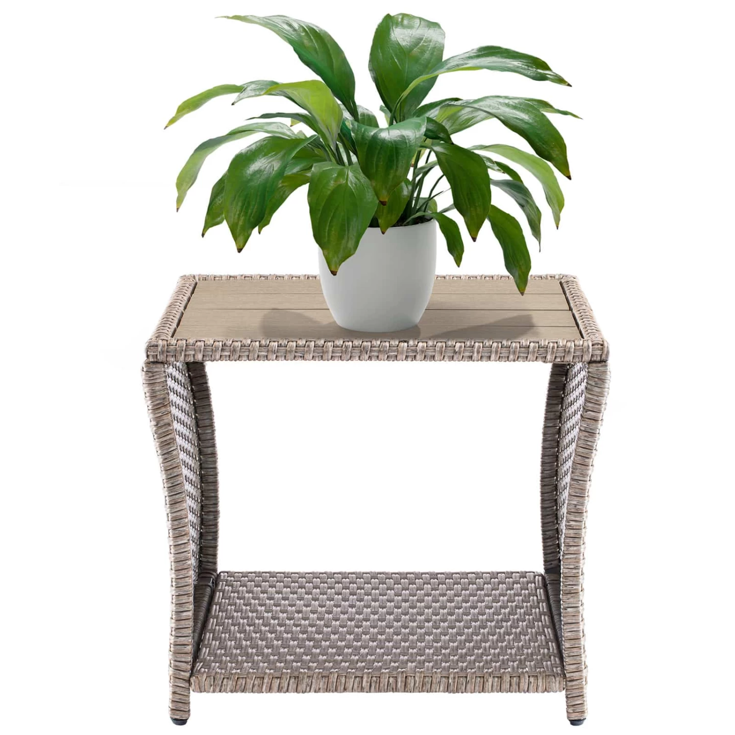 Polyrattan Beistelltisch Vedis Creme 45x45x40cm 6 Polyrattan Beistelltisch Vedis Creme 45x45x40cm – Bild 6