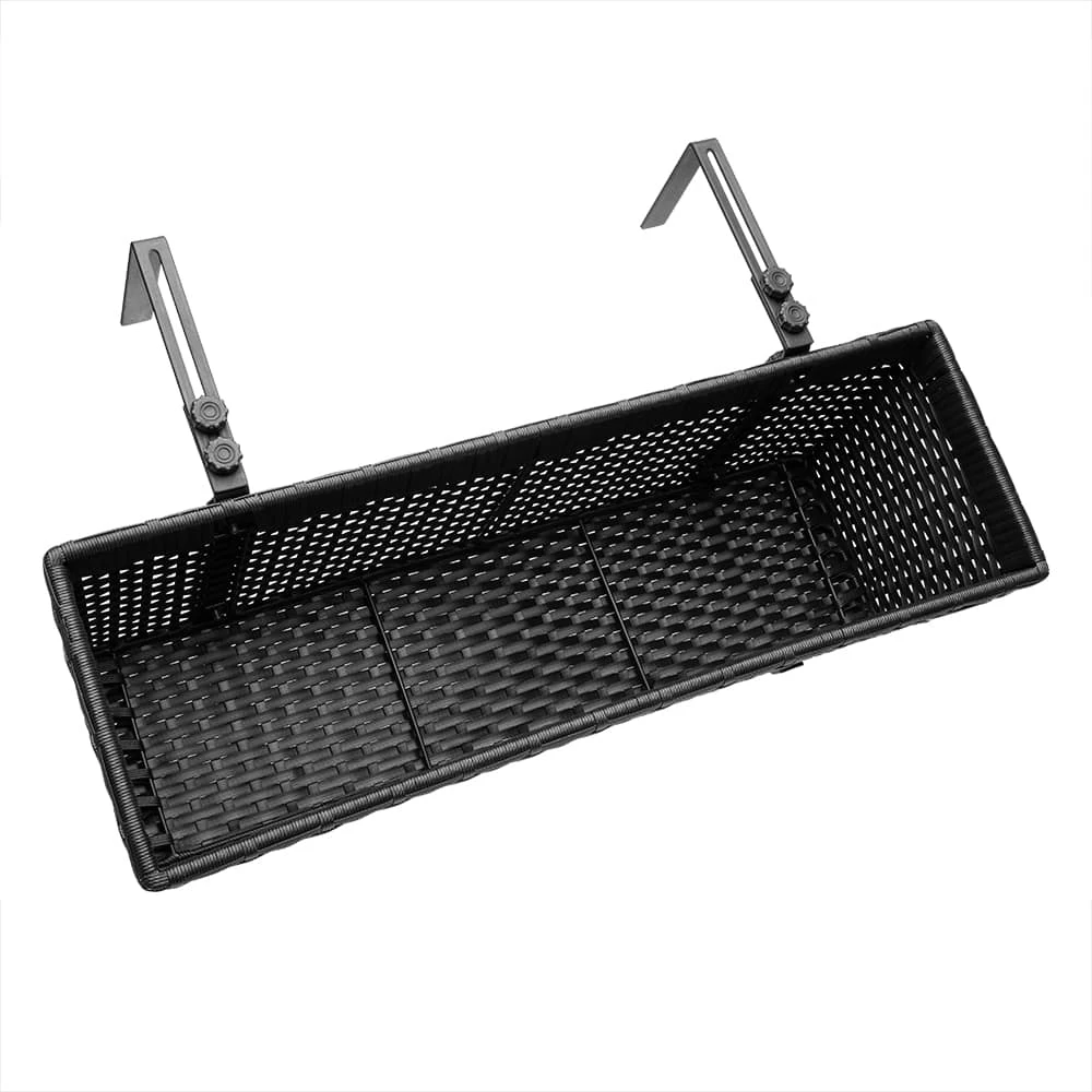 Polyrattan Blumenkasten 2er-Set Schwarz 5 Polyrattan Blumenkasten 2er-Set Schwarz – Bild 5