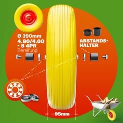 Schubkarrenrad Gelb PU-Schaum Inkl. Achse -Garten & Außenbereich 6cb915b33338e16e638d97c4ffaa1f62 06 101617 on dts web low de