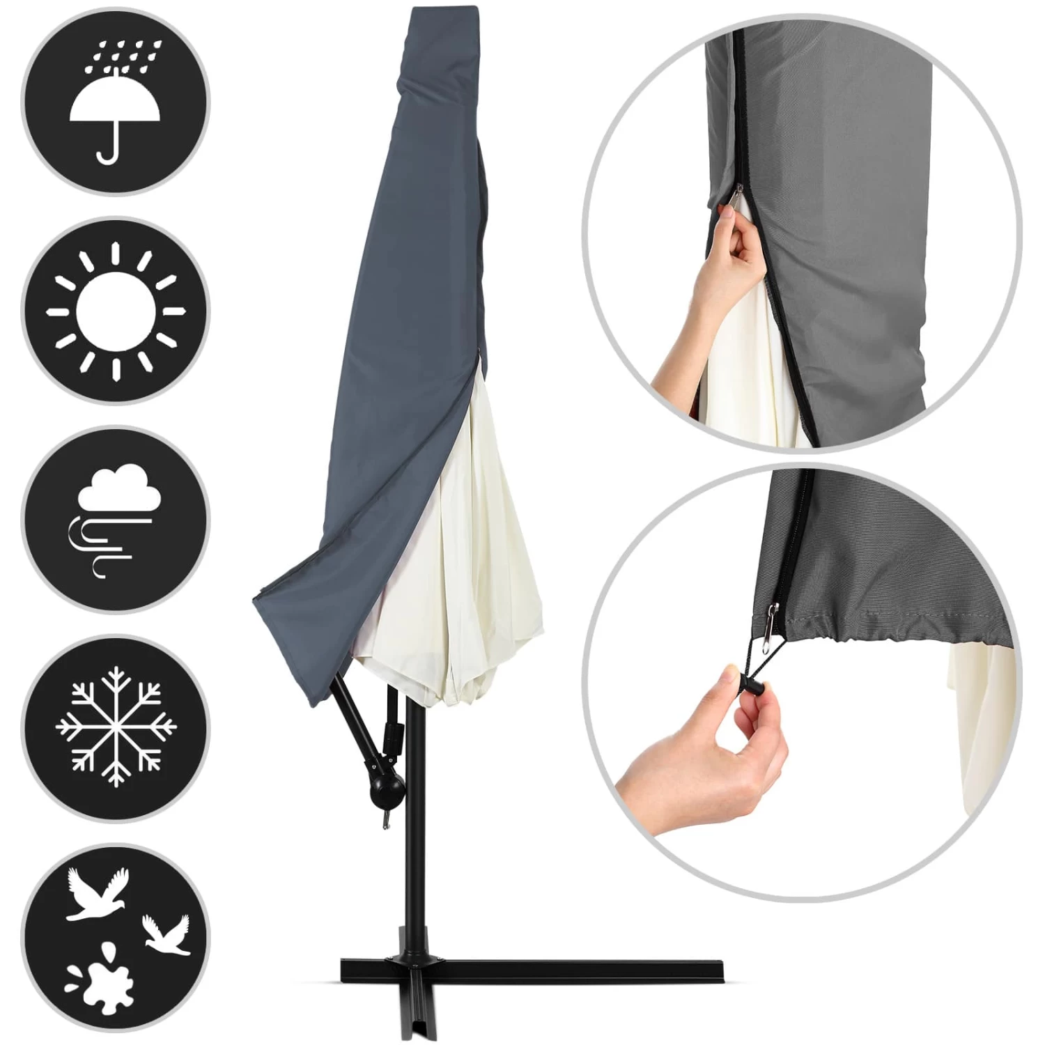 Ampelschirm Anthrazit Alu Ø330cm Inkl. Sonnenschirmhülle 2 Ampelschirm Anthrazit Alu Ø330cm Inkl. Sonnenschirmhülle – Bild 2