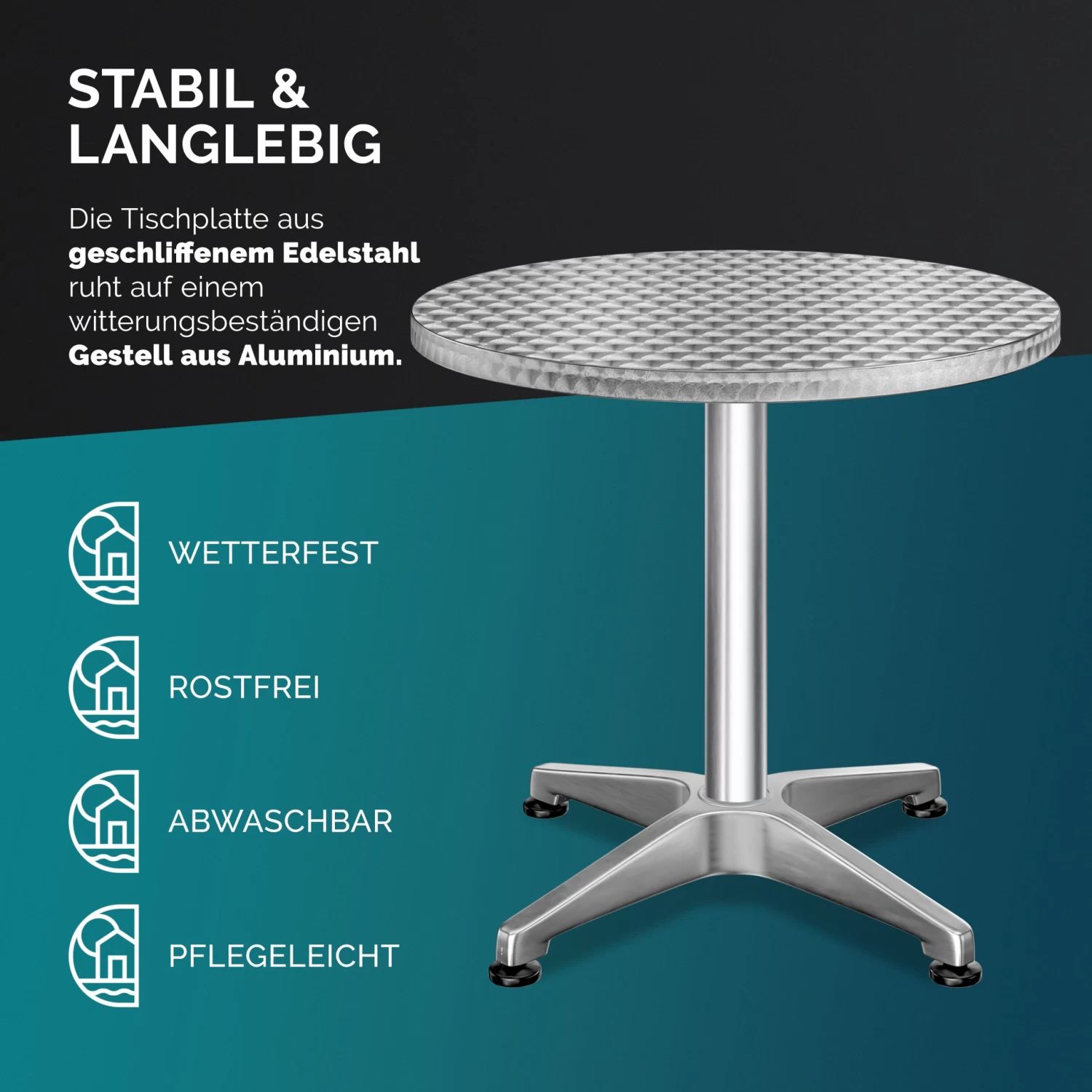 Stehtisch Silber Alu Ø60cm Höhenverstellbar 11 Stehtisch Silber Alu Ø60cm Höhenverstellbar – Bild 11