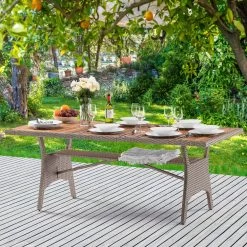 Polyrattan Gartentisch Takeo Creme 190x90x74cm Akazie -Garten & Außenbereich 7552340396b46a4ffe4daa02c56f2a75 de 995698d 18 1