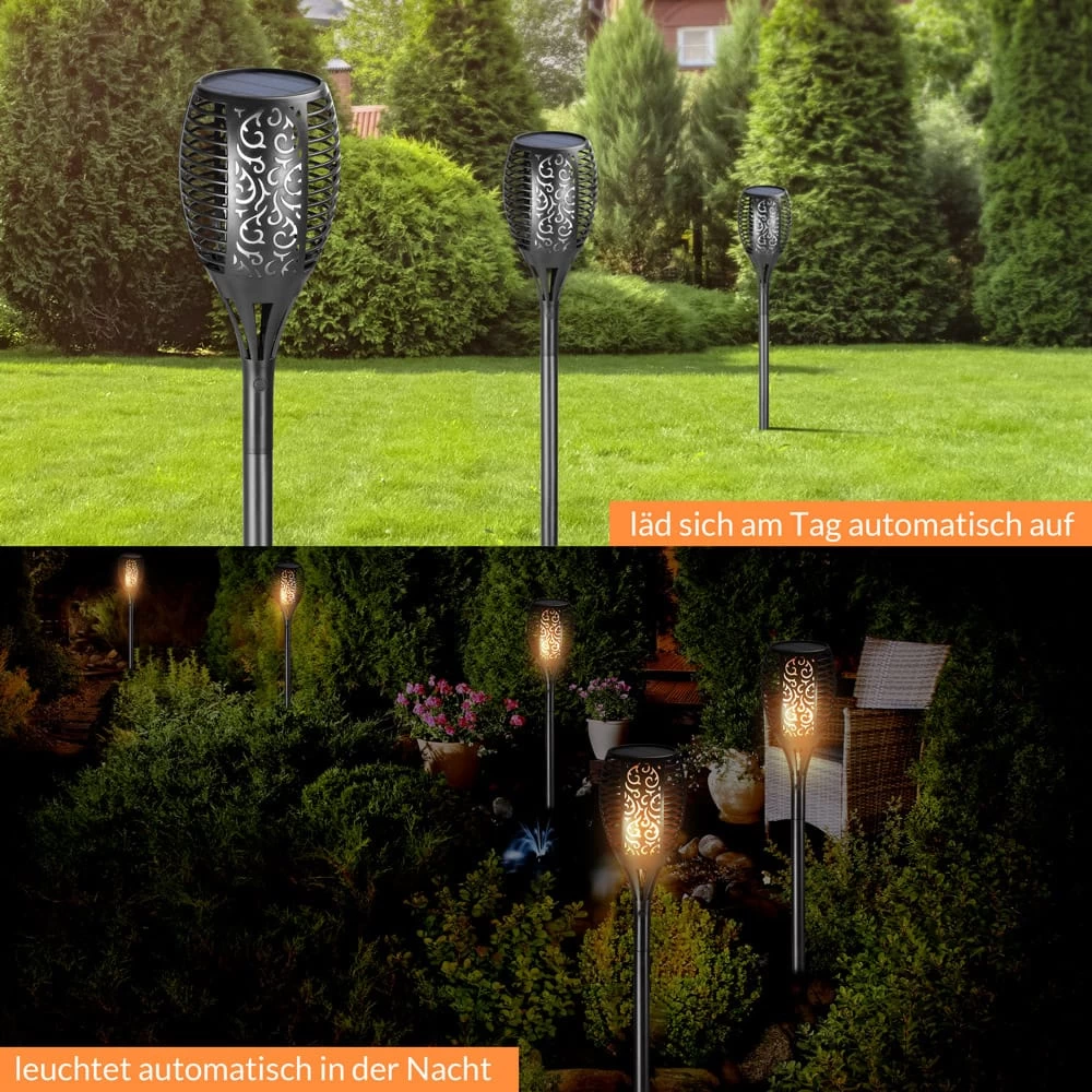LED Solar-Gartenfackel 2er-Set Flammenlicht 3 LED Solar-Gartenfackel 2er-Set Flammenlicht – Bild 3