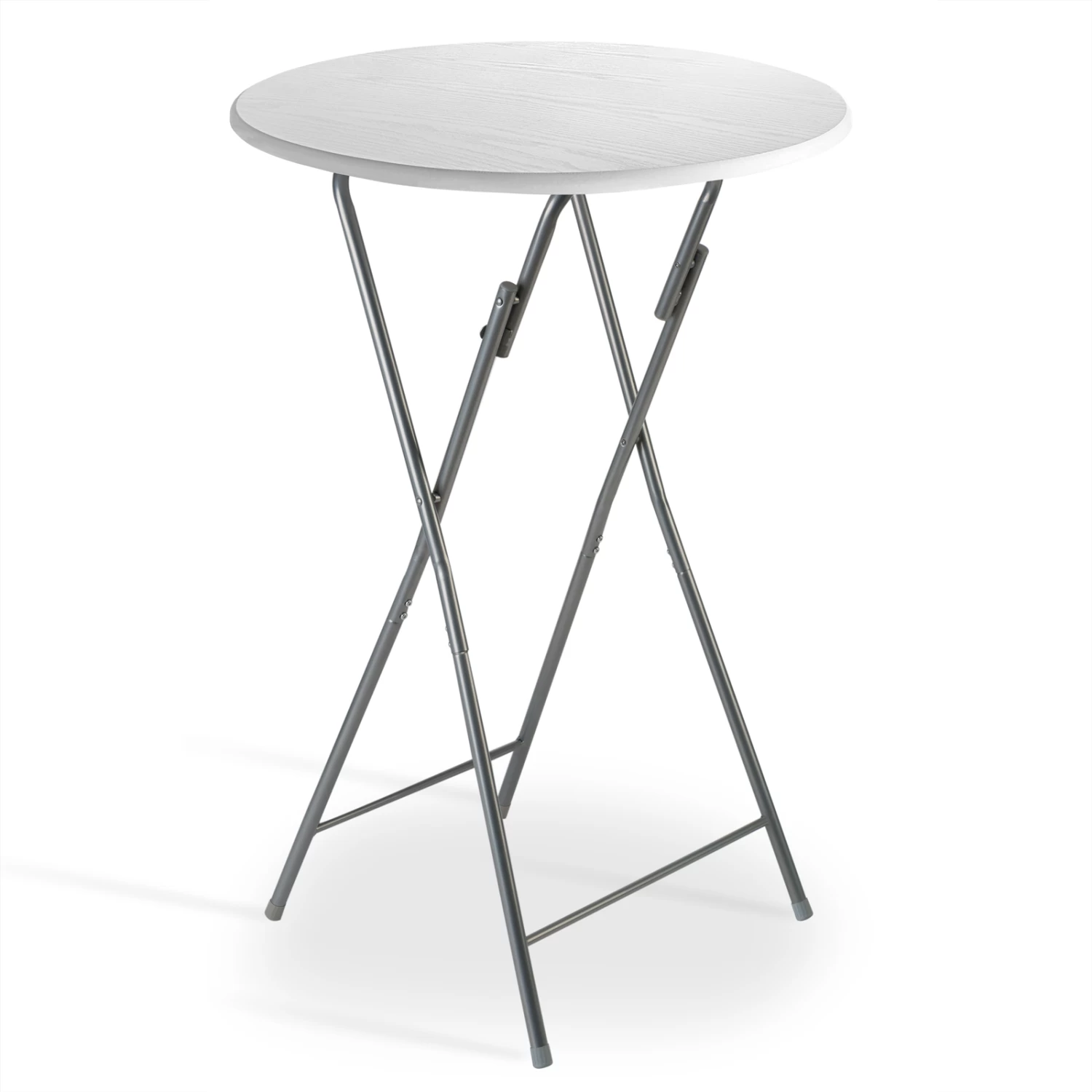 Stehtisch Weiß Holzdekor Ø60cm Klappbar 4 Stehtisch Weiß Holzdekor Ø60cm Klappbar – Bild 4