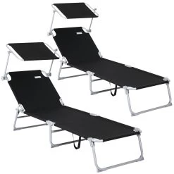 Sonnenliege Hawaii 2er-Set Anthrazit Alu 195x60x30cm