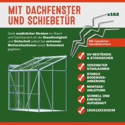 Alu Beistellgewächshaus 190x122x202cm Mit Fundament 27 Alu Beistellgewächshaus 190x122x202cm Mit Fundament -Garten & Außenbereich 79f8b755dccdfb2ba1ce2189fe743ee4 03 991464 on dts web low de 1