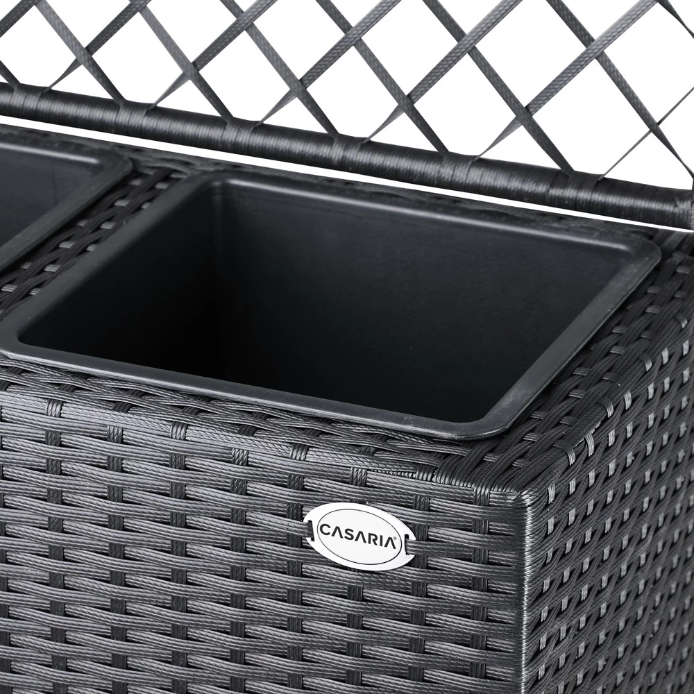 Polyrattan Blumenkasten Mit Rankgitter Schwarz 7 Polyrattan Blumenkasten Mit Rankgitter Schwarz – Bild 7