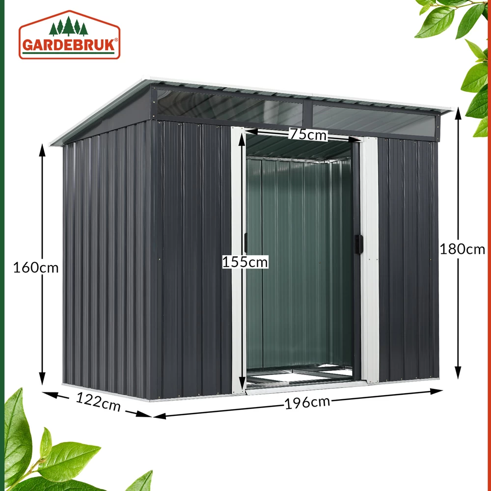 Geräteschuppen Anthrazit Metall 196x122x180cm 8 Geräteschuppen Anthrazit Metall 196x122x180cm – Bild 8