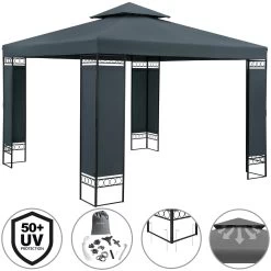 Pavillon Lorca Anthrazit 3x3m -Garten & Außenbereich 80ffb6fe136e3e87b2e5fe3b0a589689 de 108722g 1
