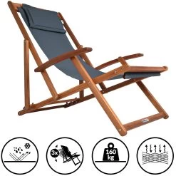 Sonnenliege Anthrazit Akazienholz 94x60x94cm