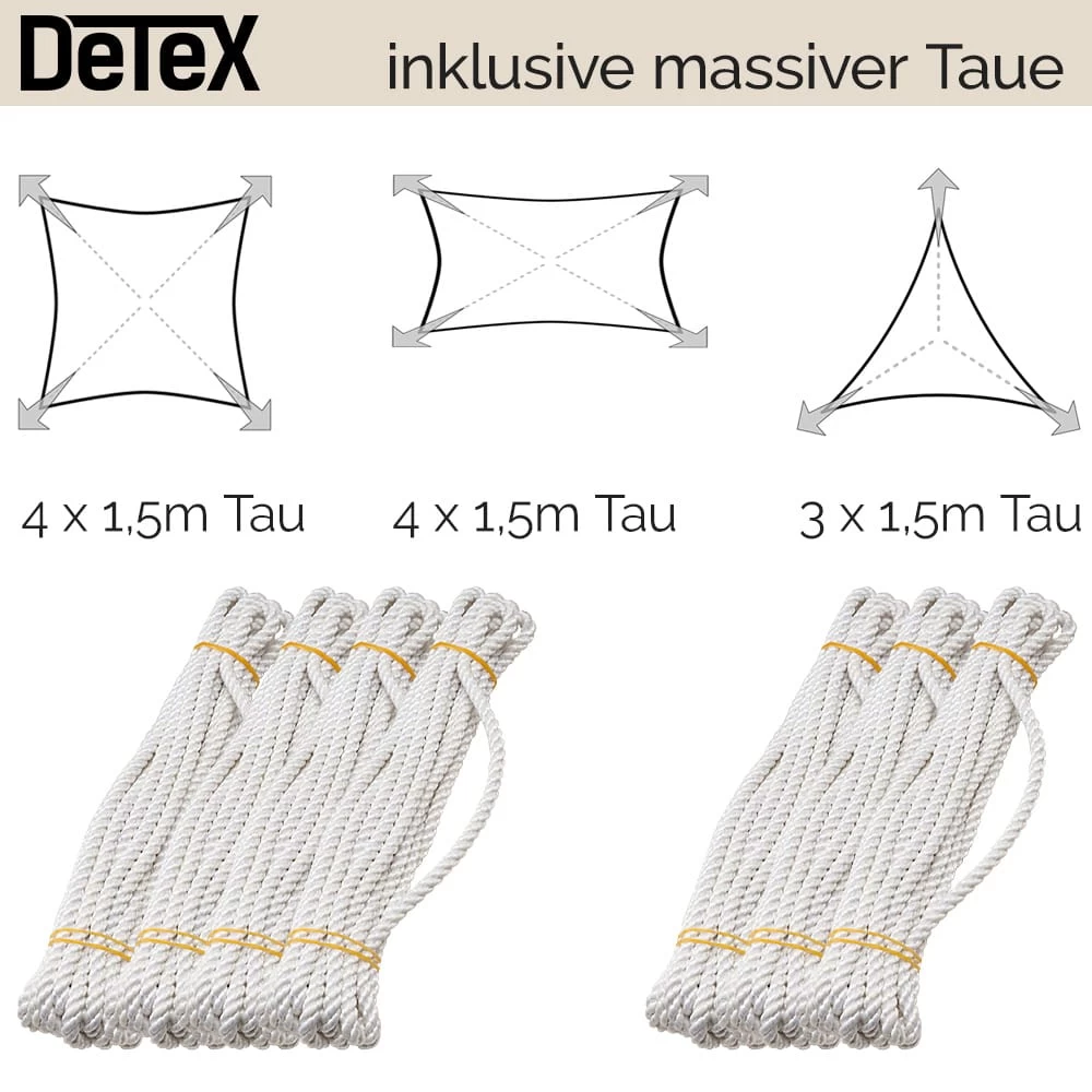 Sonnensegel HDPE Dreieck Creme 3x3x3m 6 Sonnensegel HDPE Dreieck Creme 3x3x3m – Bild 6