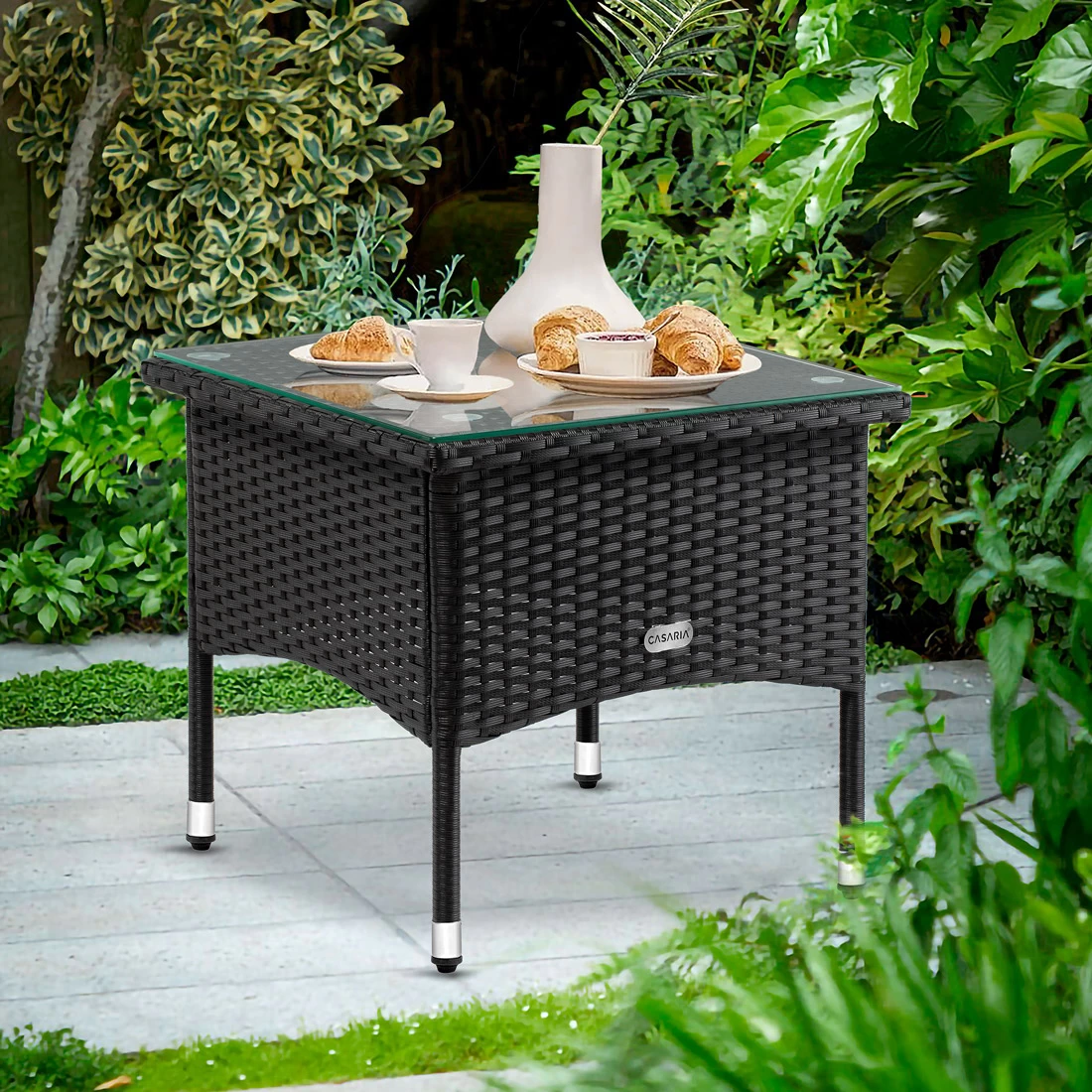 Polyrattan Beistelltisch Schwarz 50x50x45cm 3 Polyrattan Beistelltisch Schwarz 50x50x45cm – Bild 3